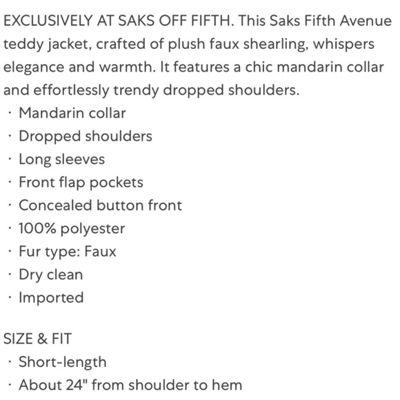 Saks Fifth Avenue Faux Shearling Teddy Jacket Blue Stone NWT L - Picture 8 of 8